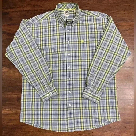 Cinch Button Down Shirt Blue Green Plaid Size Large Men’s Western Country Cowboy - Picture 15 of 15